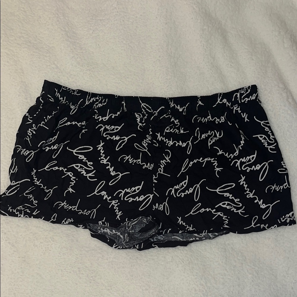 Black Script Print Women's Sleep Shorts